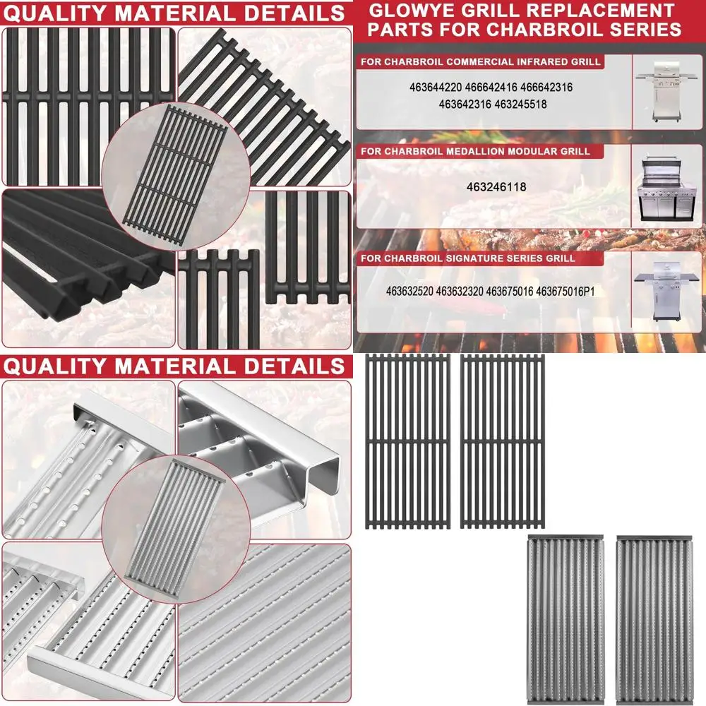 

Charbroil TRU-Infrared 463644220 Gas Grill Replacement Parts: Emitter Plates & Cooking Grates for G362-2100-W1 & G369-0030-W1 Mo