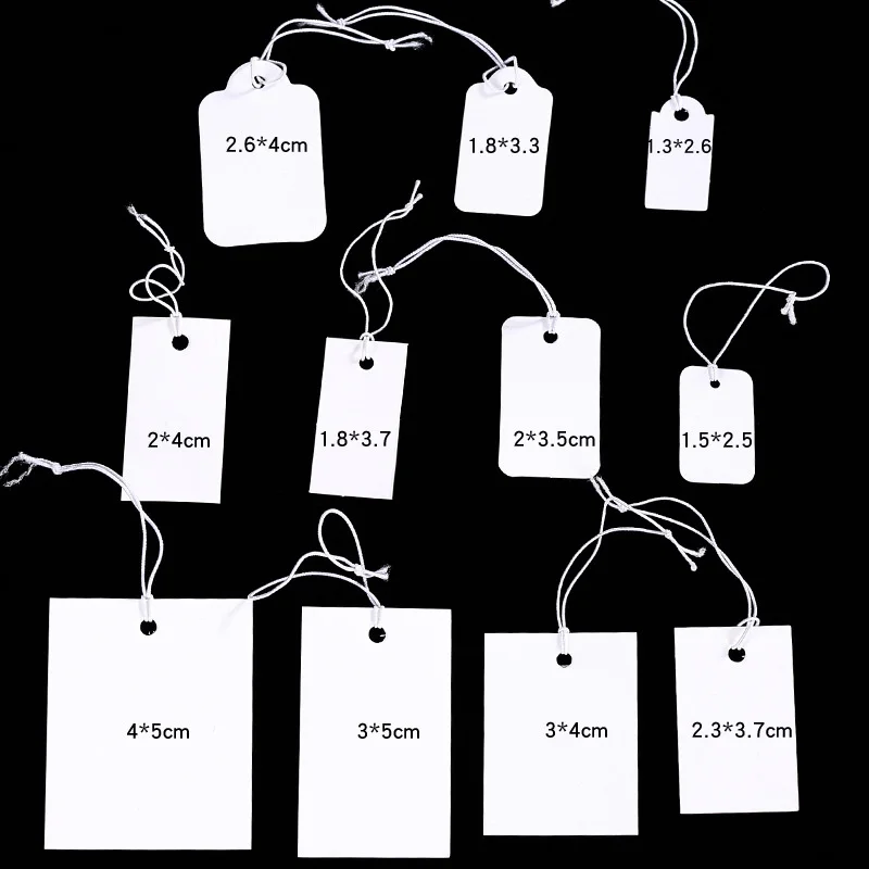 100pcs Jewelry and jewelry small tags DIY blank hanging rope small hang tags cowhide elastic thread hanging tags price tag