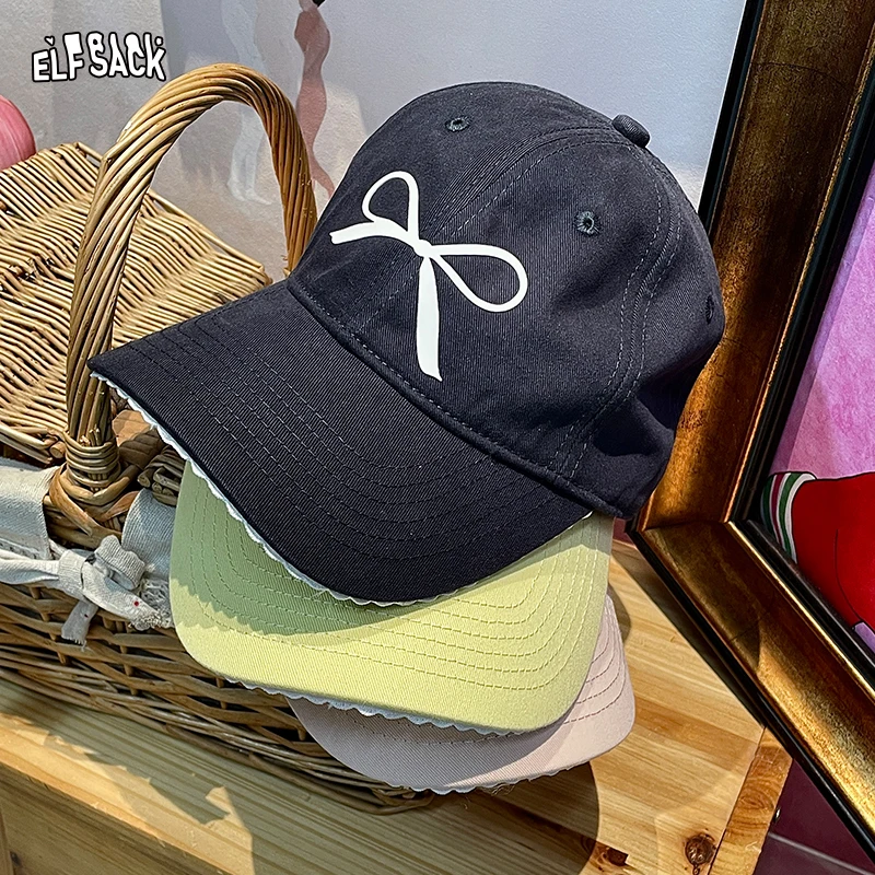ELFSACK 2025, novedad de verano, gorra de béisbol dulce, sombrero de sol de ala ancha, sombrero ajustable de moda para papá para mujer