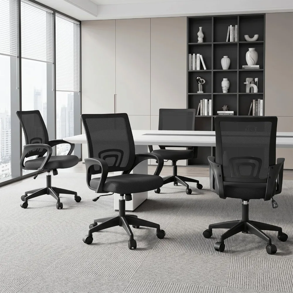 Ergonomic Office Chair 10 Pack, Mid-Back Mesh Desk Chair, Black