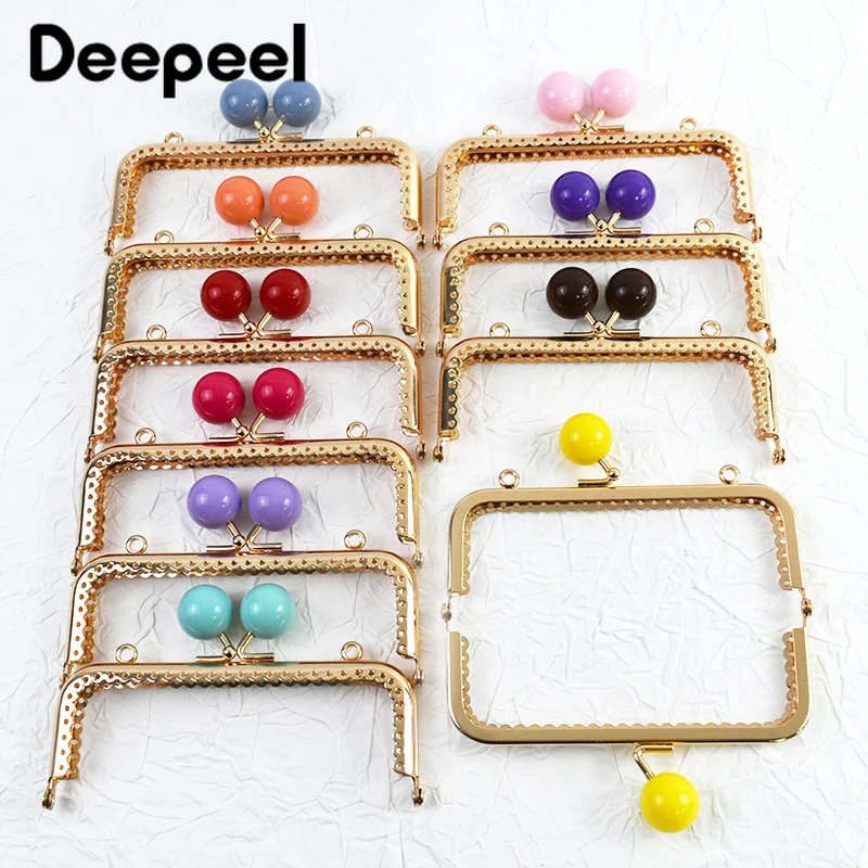 1-5Pcs 12.5cm Purse Frame Bag Kiss Clasp Lock Bags Resin Beads Ball Clutch Frames for Making DIY Handle Sewing Craft 18 Colors