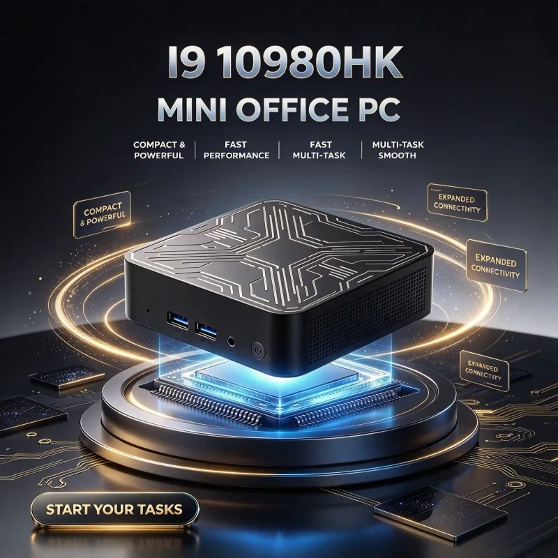 High‑Speed Mini Office PC Intel I9‑10980HK Small Desktop Computer Fast Performance Rich Ports for Business Office Home Gaming