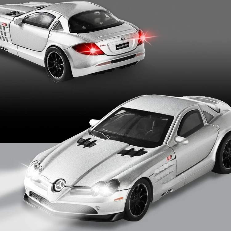 Coche deportivo mercedes-benz SLR AMG 1:32, modelo de coche de aleación con sonido y luz de alta simulación, coche fundido a presión, juguete para regalo para niños