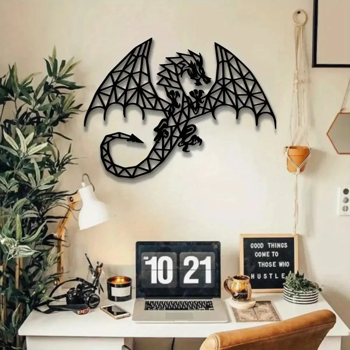 CIFBUY Dragon Metal Wall Art Iron Decor Silhouette Sculpture Rust Proof Waterproof For Indoor Outdoor Living Room Balcony Patio