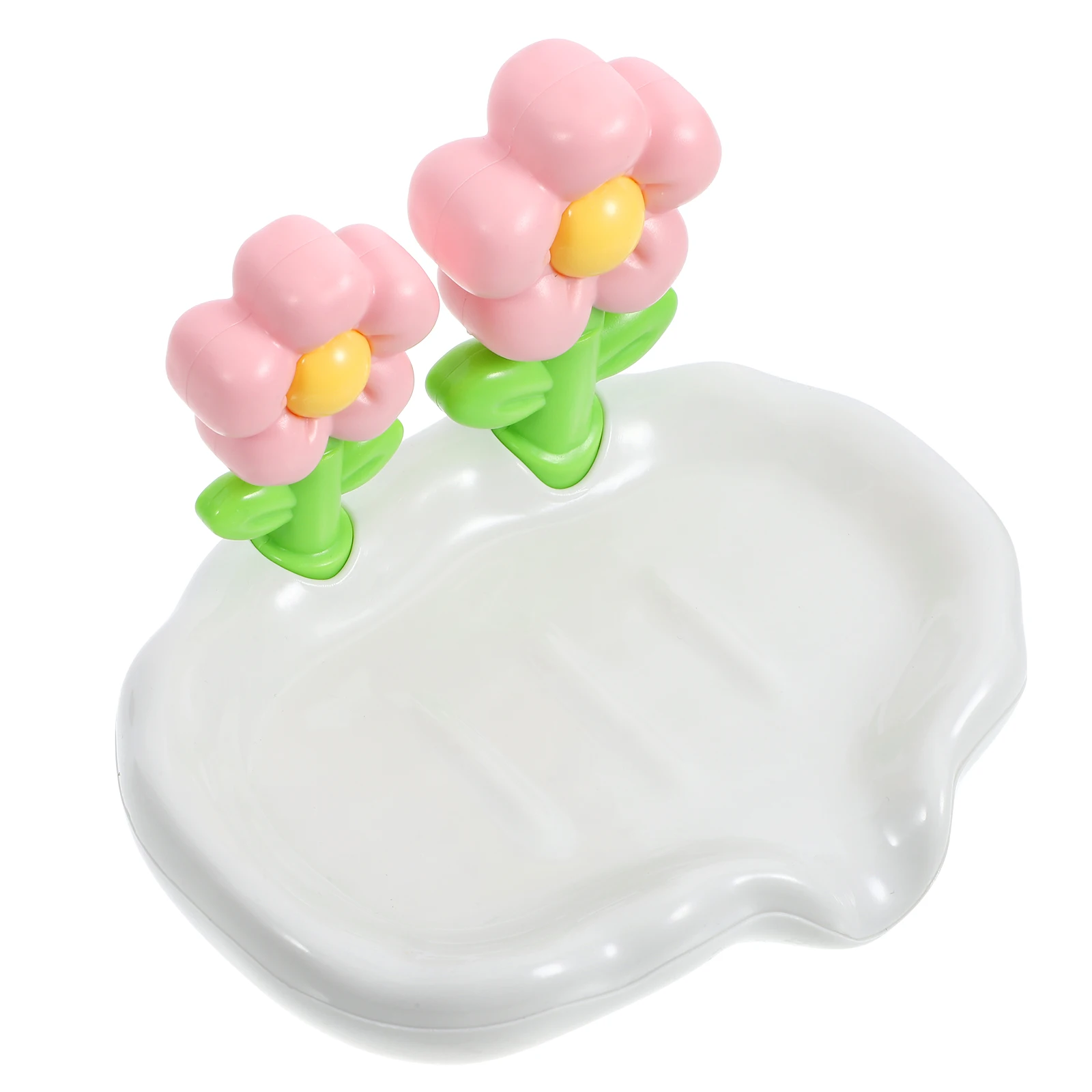 

Lovely Flower Decor Soap Tray Dish Holder For Bathroom Showersturdy Wear-Resistant Household Soap Container For Kitchen Use
