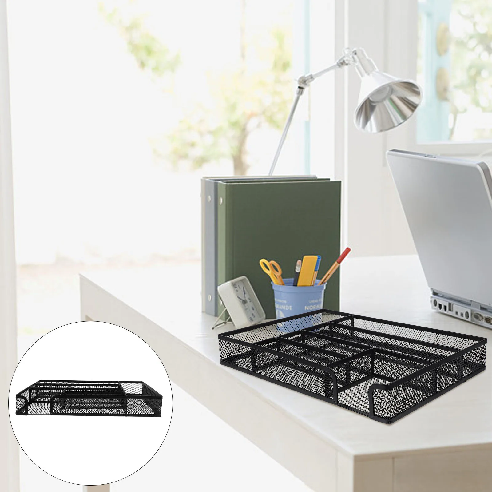 

Iron Desk Organizer Multi-Functional Storage Tray Office Drawer Organizer Pen Holder Desktop Accessories Desk Drawer Tray