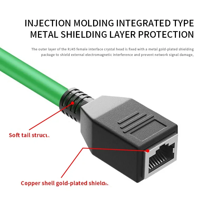 M12 to RJ45 Female Head Gigabit Ethernet Extension Cable 4Pin D-type 8Pin X-type Male A-code Waterproof Connector 1-30M IP67