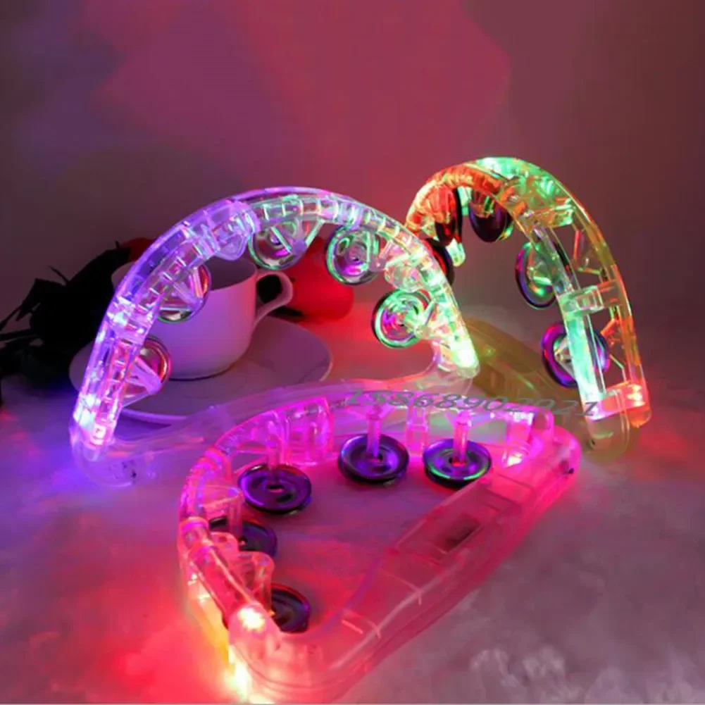 

1 Pc Led Tambourine Without Battery Clear LED Light Up Sensory Toy Flashing Tambourine Musical Instrument Shaking Toy Parts