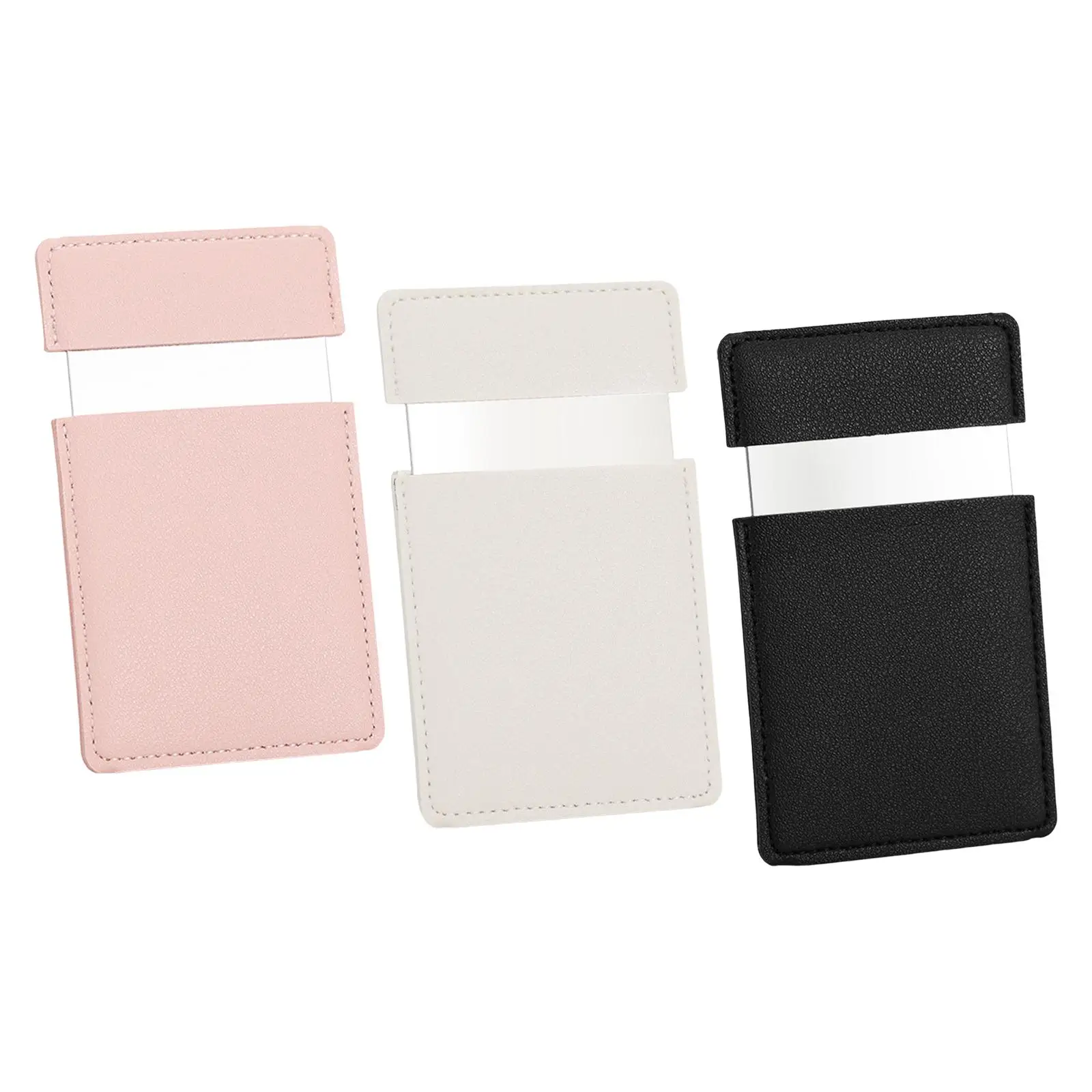 Portable Square Mirror Shatterproof Stainless Steel with PU Leather Case