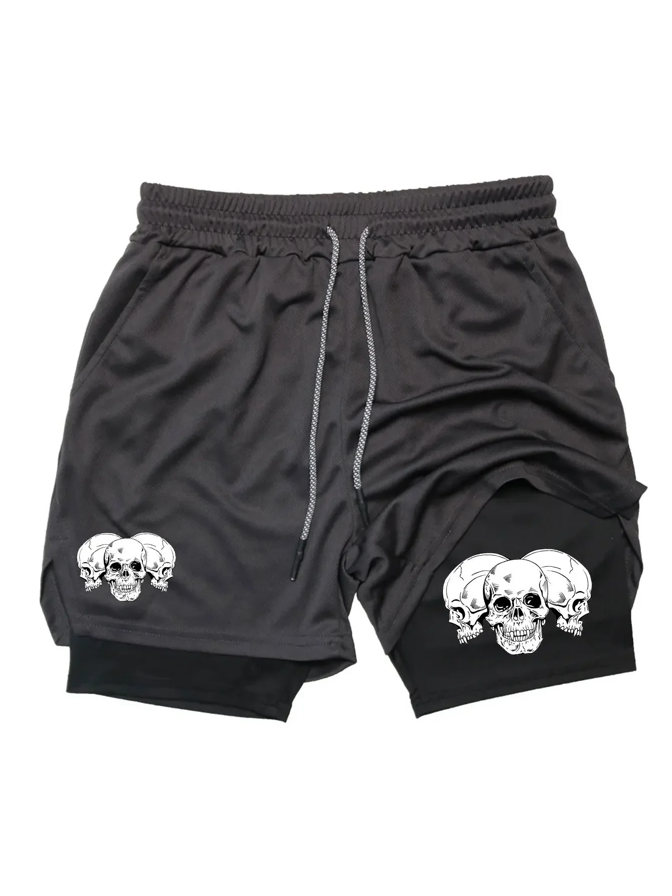 Zwei-in-Eins-Shorts für Herren; zweilagige Sportshorts; Fitnessstudio, Workout, Training und Laufshorts für Herrenbekleidung.