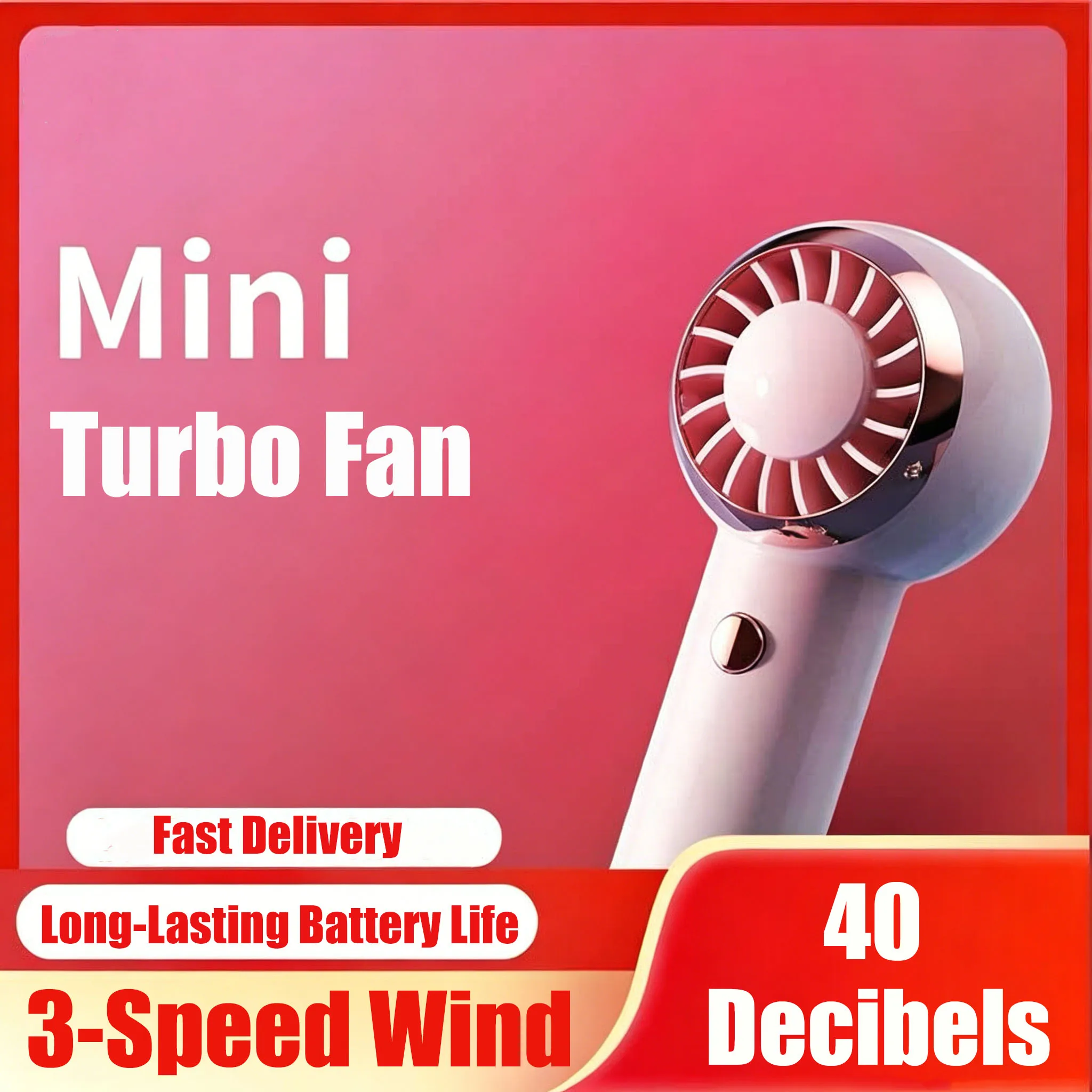

Ultra Light 60g Mini Turbine Fan Portable Handheld Fan Air Cooler 3-Speed Wind Rechargeable Travelling Shopping Camping Fan
