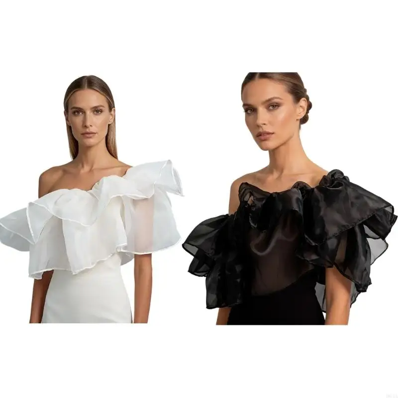 

Delicate Lace Bridal Shawl Lightweight Tulle Fabric For Ceremony Dress 964A