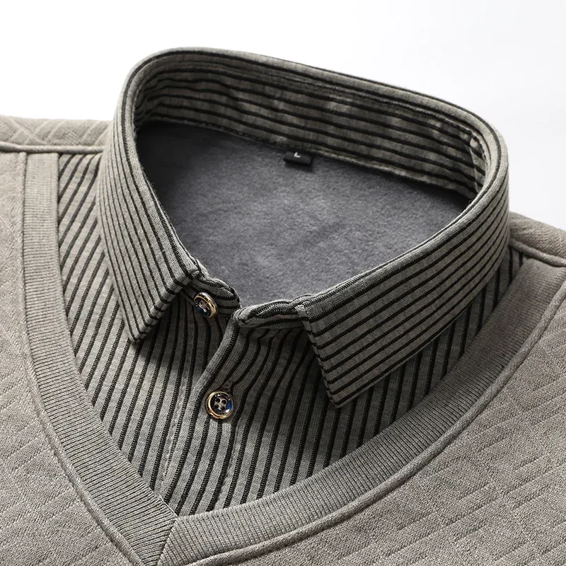 Otoño Invierno moda alta calidad de felpa cuello grueso suéter cálido tendencia de moda suelta transpirable falso suéter de dos piezas