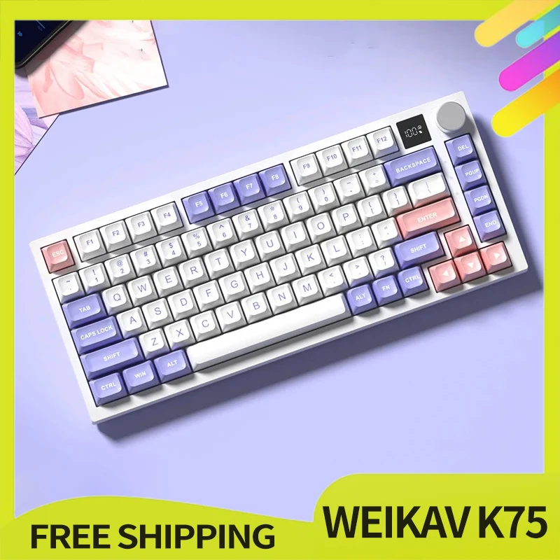 

WEIKAV K75 Keydous Wireless Keyboard Tri Mode 2.4g Bluetooth 5.0 Hot-Swap Gaming Barebones RBG Backlit For Gamer Office Desktop