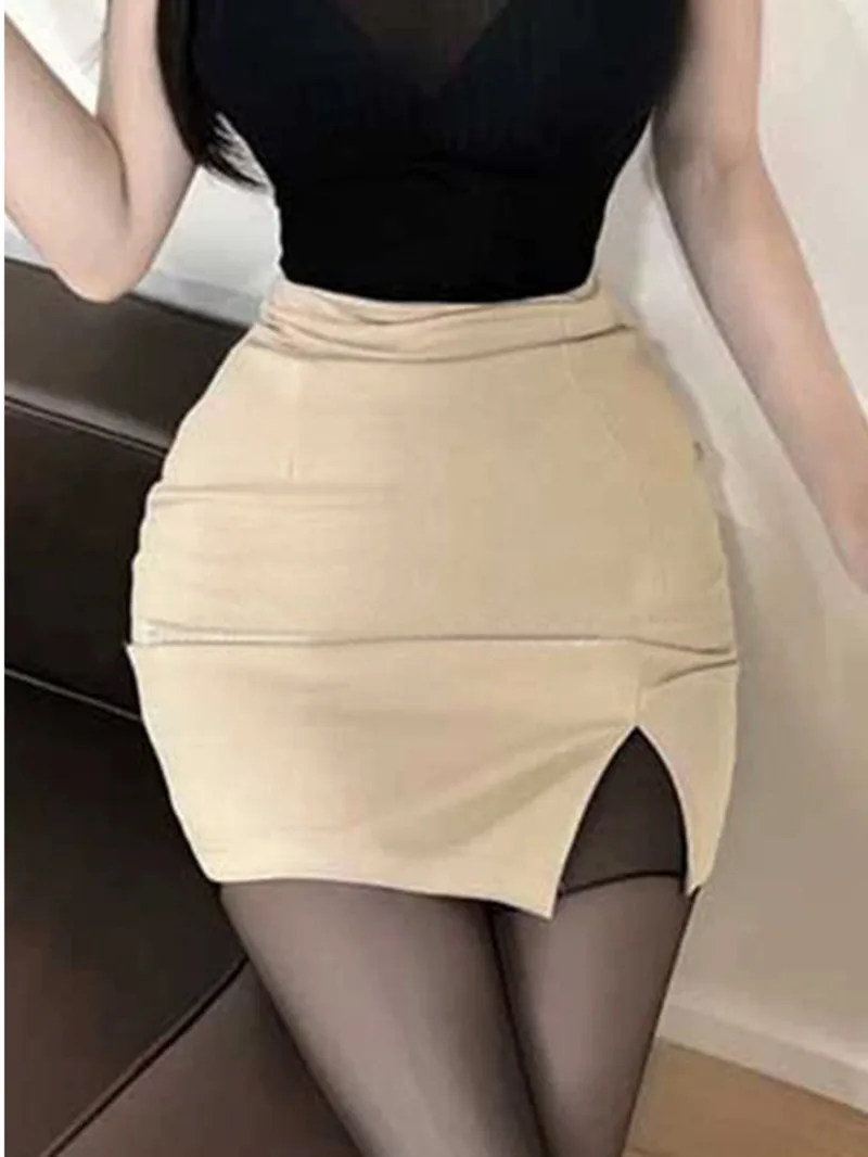 Korea Fashion Mini Skirts 2024 New Sweet Cute Girl Sexy Slim Elastic High Waisted White Skirts D122