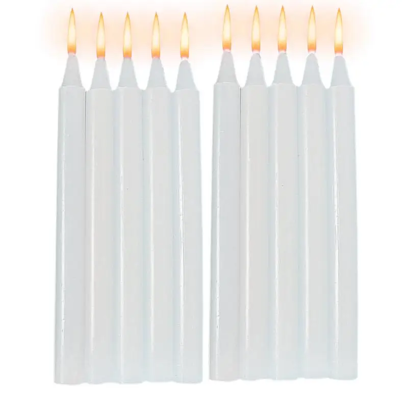 10pcs White Red Color Candle Conical Long Rod Candles Dripless Smokeless Candle Romantic Wedding Birthday Party Table Decoration