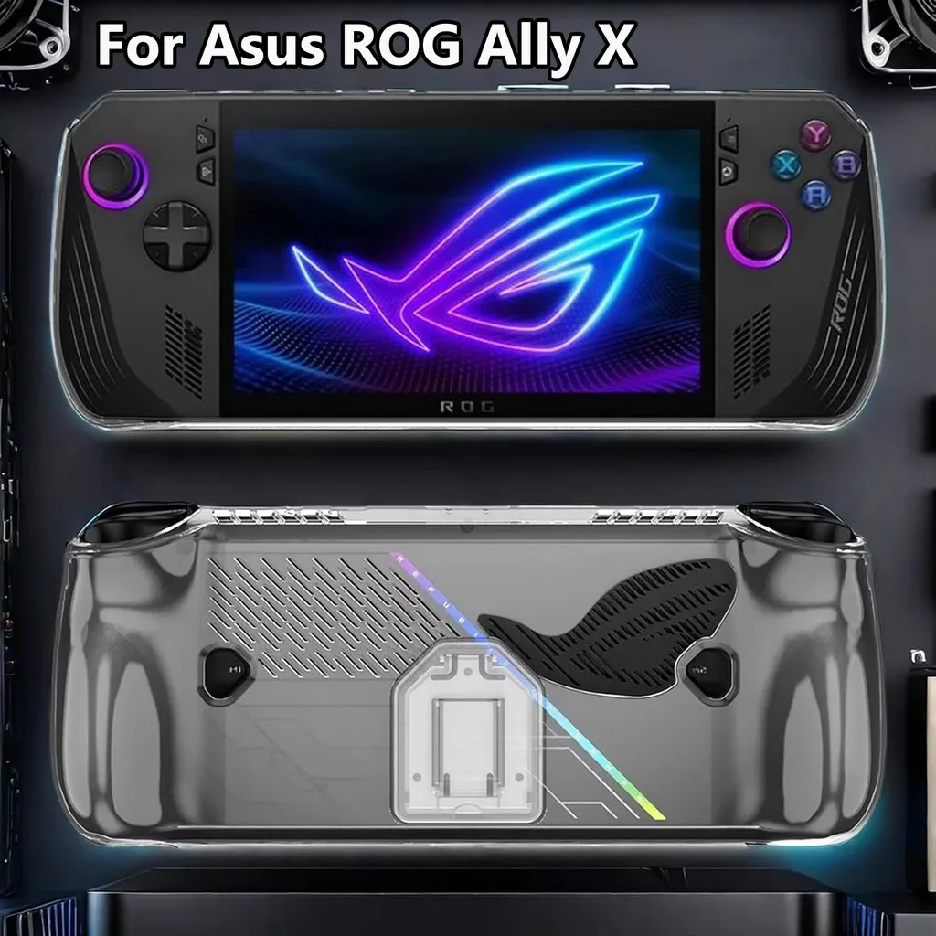 TPU Transparent Protective Cover with Stand for ASUS ROG Ally X TPU Case Shockproof Drop-proof All-round Protection Game Parts