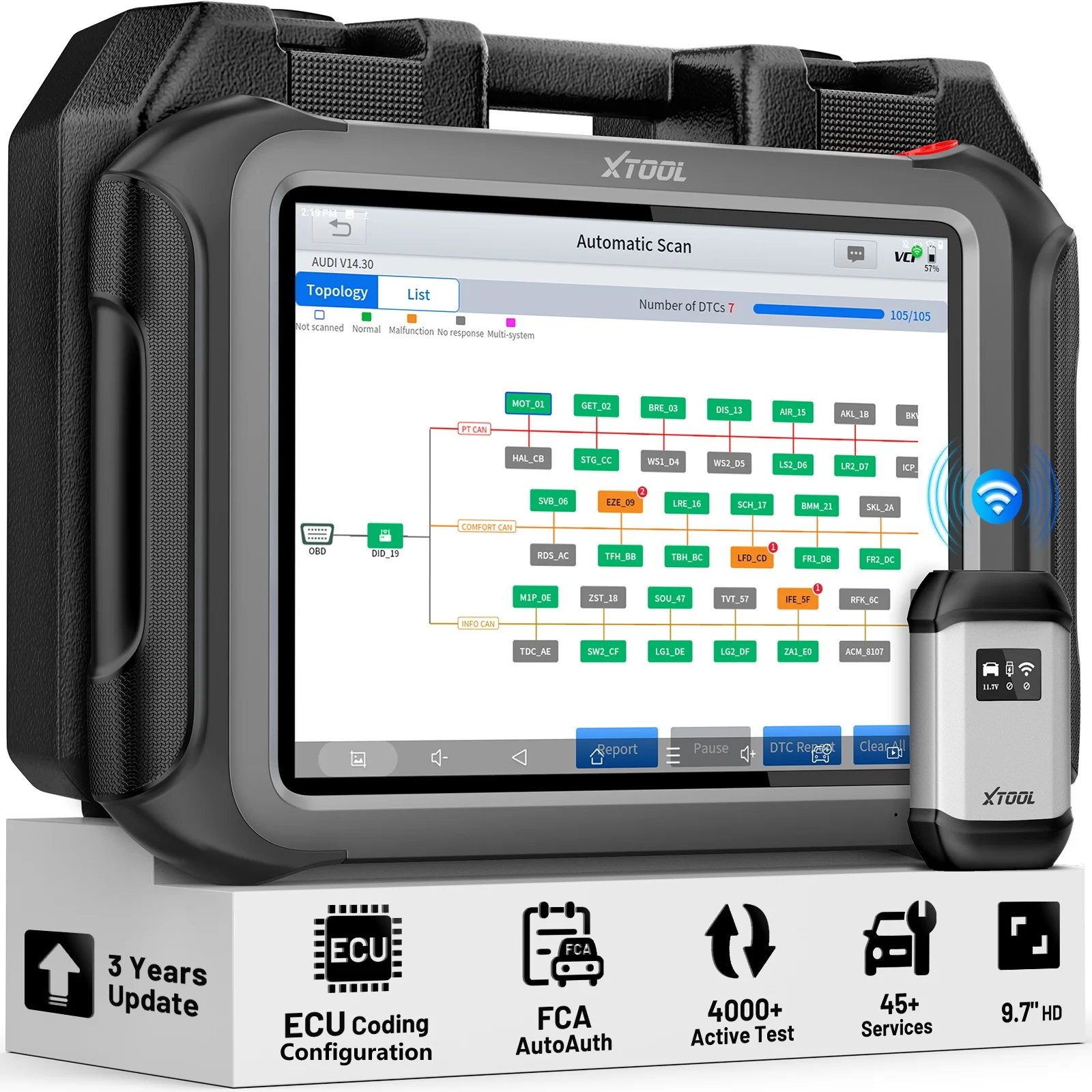 XTOOL D9S outil de Diagnostic de voiture codage ECU 45 + réinitialisation programmation clé FCA AutoAuth DOIP CANFD topologie D9 Scanner automobile