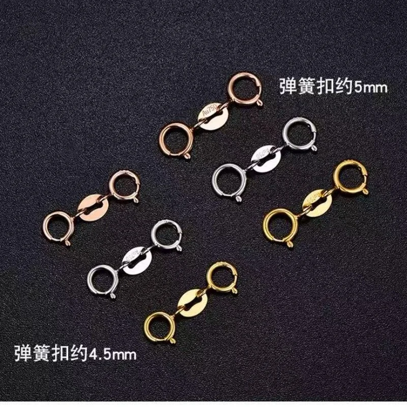 NYMPH Real18K Yellow Gold Double Buckle DIY Handmade Extension Chain Au750 Dailv Versatile Ultra Light 4mm Closure Jewelry diy08