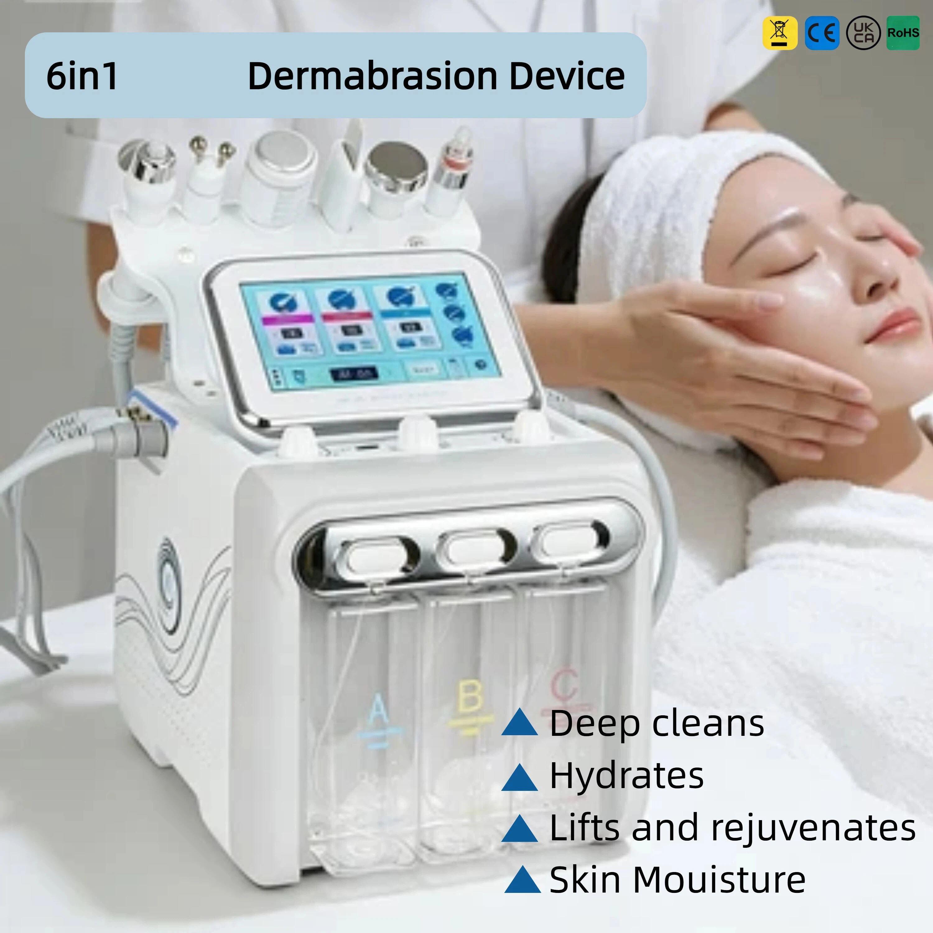 Máquina de Diamante 6 en 1 Oxygen, Peeling Facial para el Cuidado de la Piel, Uso en Salón y en Casa, Dispositivo Multifuncional para el Cuidado Facial, Hidratante para la Piel