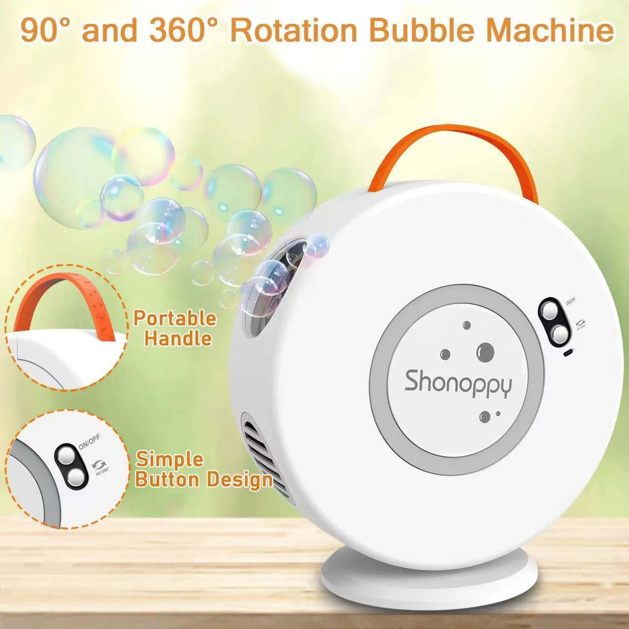 Round fully automatic bubble machine 360 ​​degree rotating rechargeable toy-Perfect for Outdoor Parties & Gifts