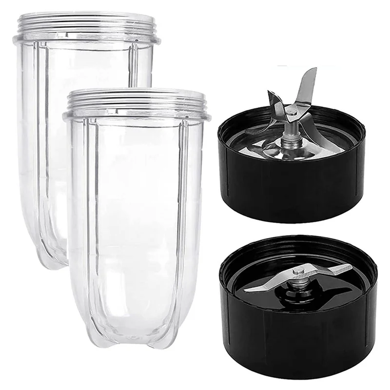 16 Oz Blender Cups2 & Cross Blade&Flat Blade Assembly-for 250 W Magic&Bullet MB1001Mb 1001B Mbr-1701 Smoothie Blender