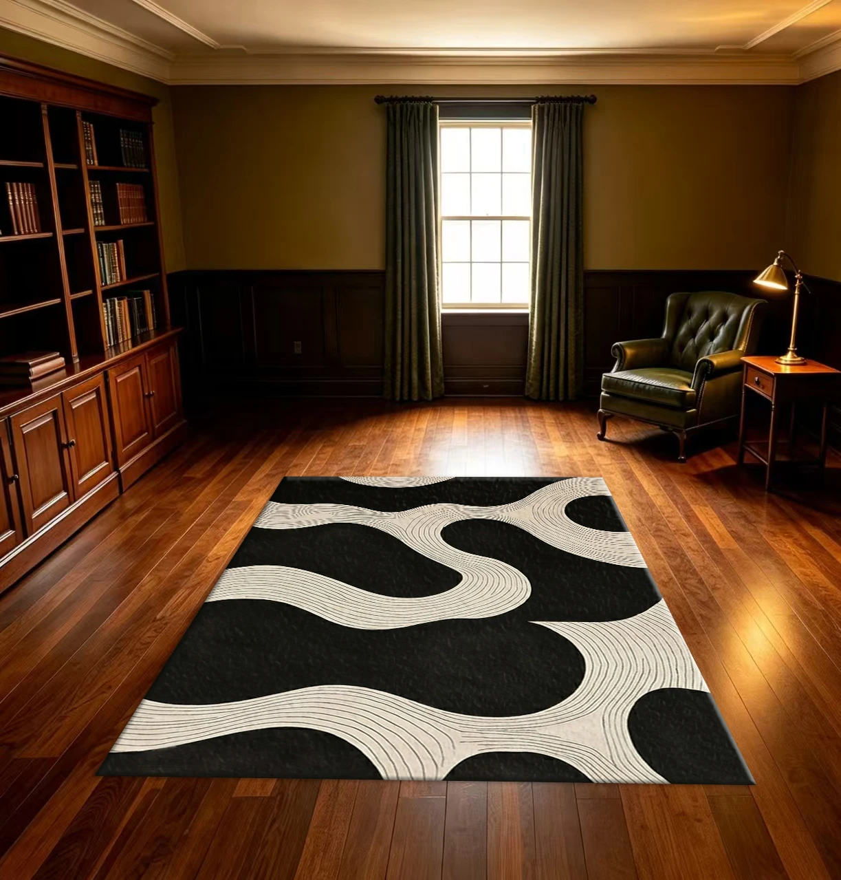 Abstract Geometric Line Area Rug Non‑Slip Floor Mat Modern Home Decor for Living Room Bedroom