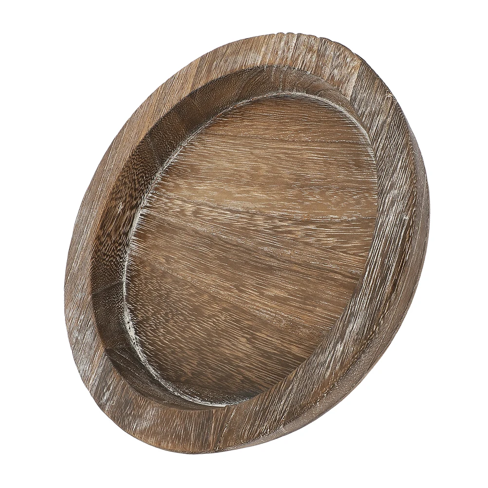 

Wooden Plate Tray Coffee for Countertop Centerpiece Decor Kitchen Circle Serving Table Bulk Decorative Trays Boho