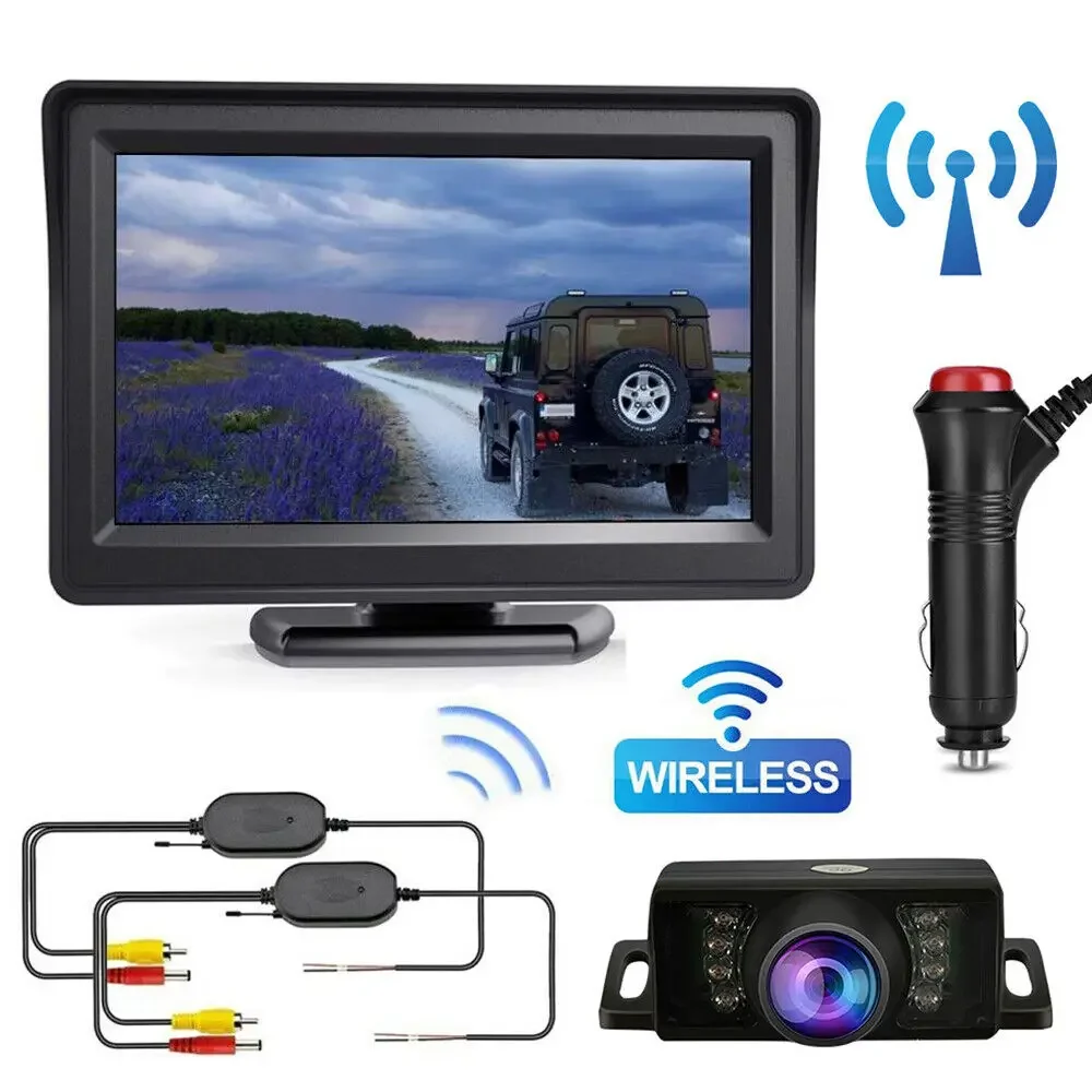 Wireless Car Reversing Backup Camera 4.3 inch Vehicle Rear View Monitor Parking Kit