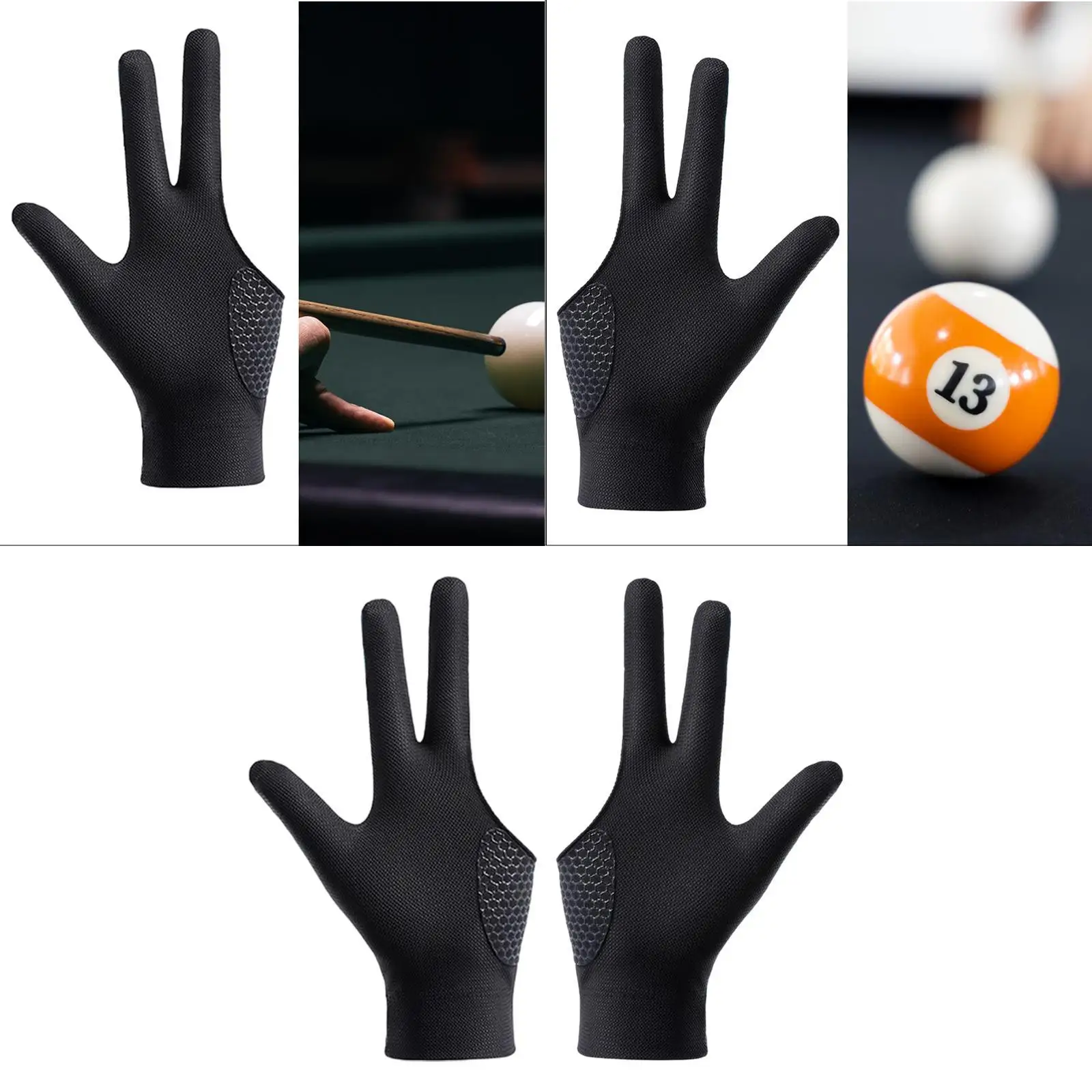 3 Fingers Billiards Glove Non Slip Professional Match Portable Elastic Glove