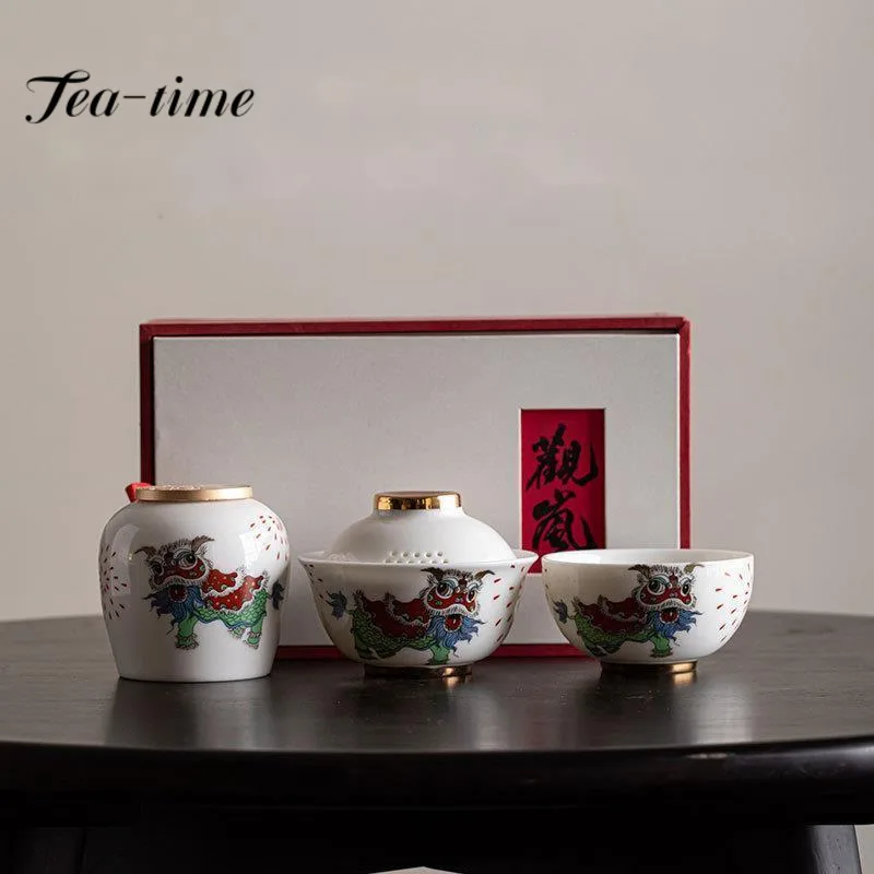 

Dehua Sheep Fat Jade White Porcelain Tea Set Complete Set Luxury Tea Ceremony Set Teapot and Tea Cup Set Tea Services Gift Box