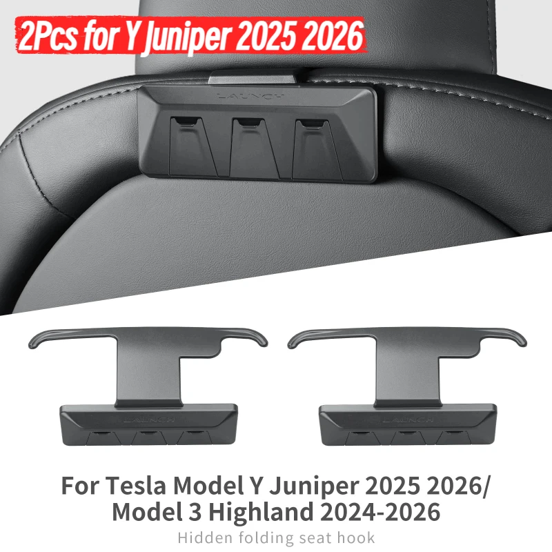 

2Pcs for Tesla Model Y Juniper 2025 2026 Model 3 Highland 2024-2026 Seat Back Hidden Folding Seat HookOrganizer Car Accessories