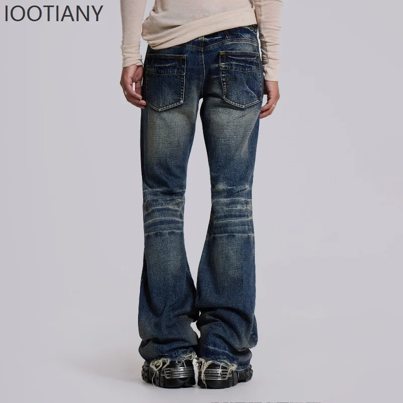 IOOTIANY Y2k Gothic Vintage Bootcut Jeans Man Women Harajuku American Retro Flared Denim Trousers Grunge Punk Hip Hop Streetwear