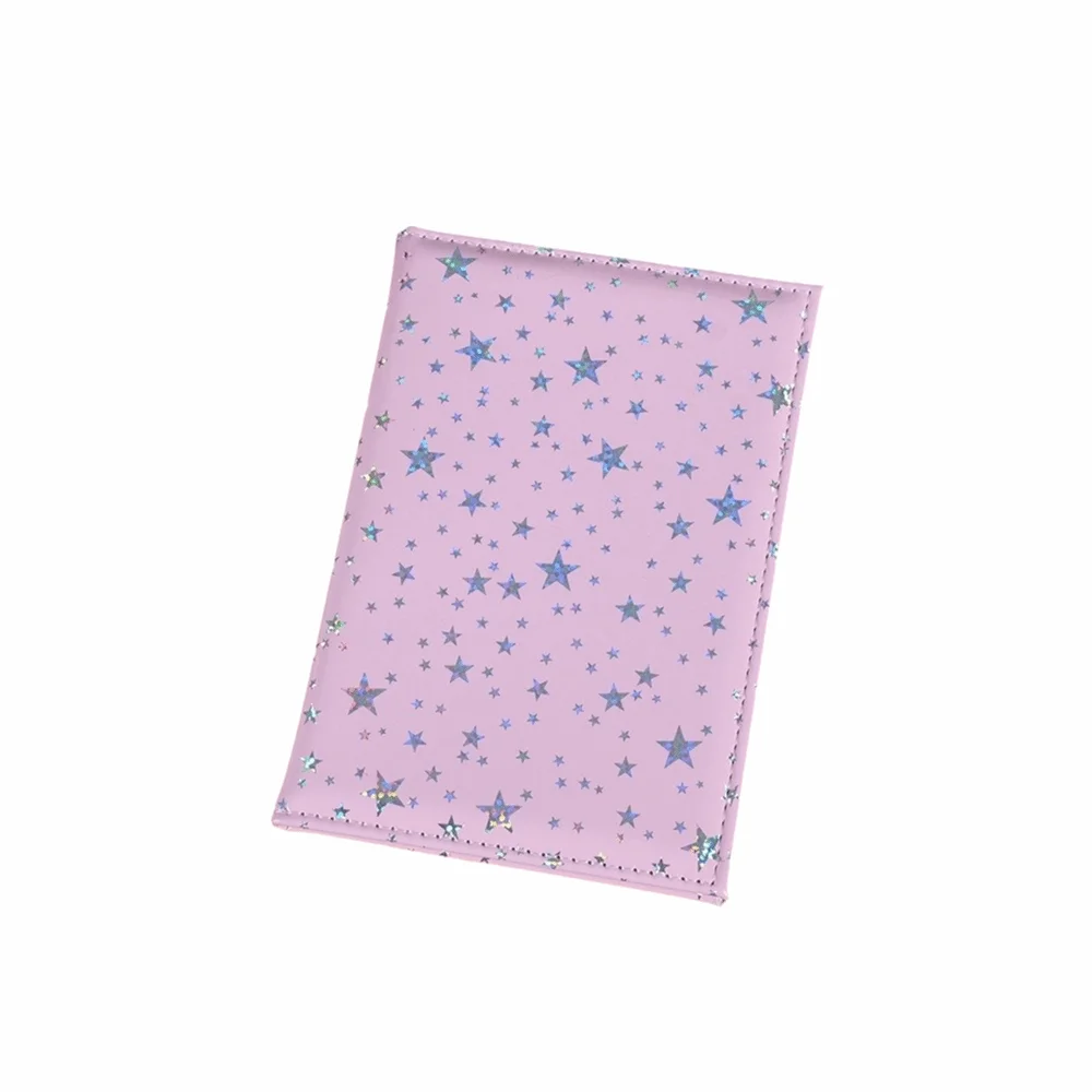 Multi-functional Glitter Star Print Passport Holder PU Leather Multi-Card Passport Cover Travel Document Protector