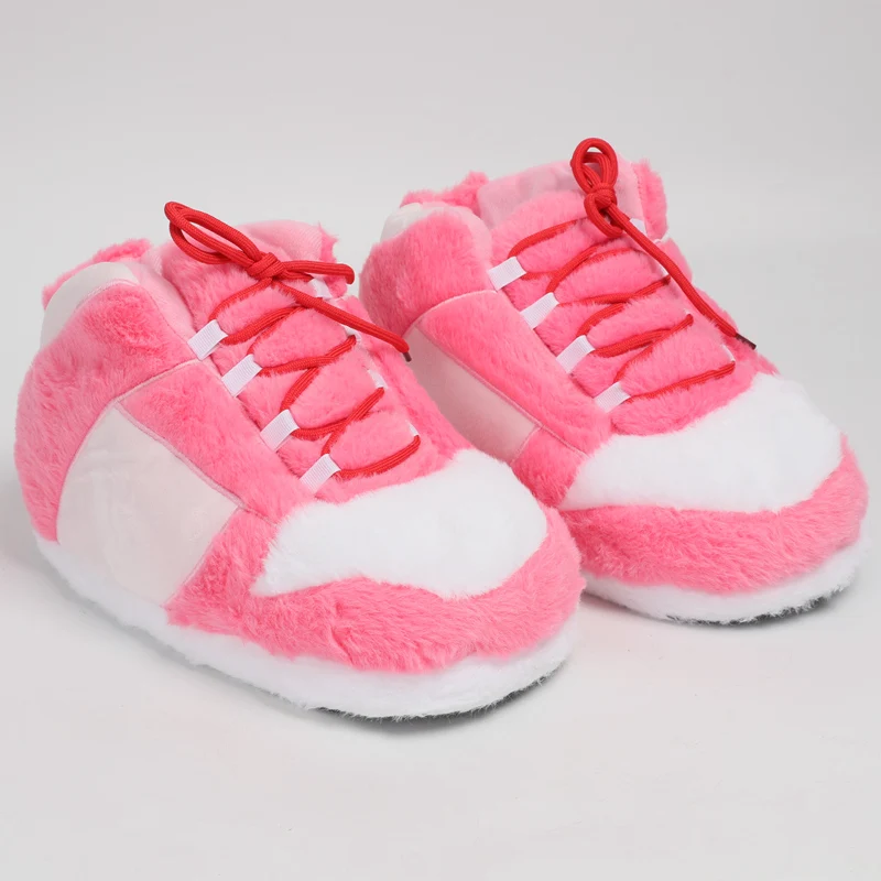 Warm Plush Sneaker Slippers, Trendy Anti-Slip Furry Soft House Shoes Fluffy Unisex Comfy Home Slides One Size Fits Most Indoor