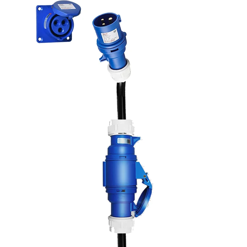 EV Charging Adapter Male 16A 1-Phase Blue 3.5KW CEE Plug to Female 3-Phase Red 16A 11KW / 32A 22KW / 1-phase Blue 32A 7KW Socket view 5