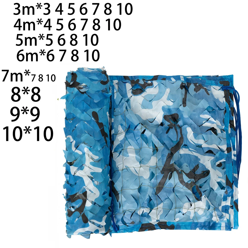 

Large Camouflage Net 4m*4 5 6 7 8 10 5x5 6x6 7*7 8x8 10x10 Sun Shade Sail Blue Ocean Camo Netting Garden Tent Party Net Cover