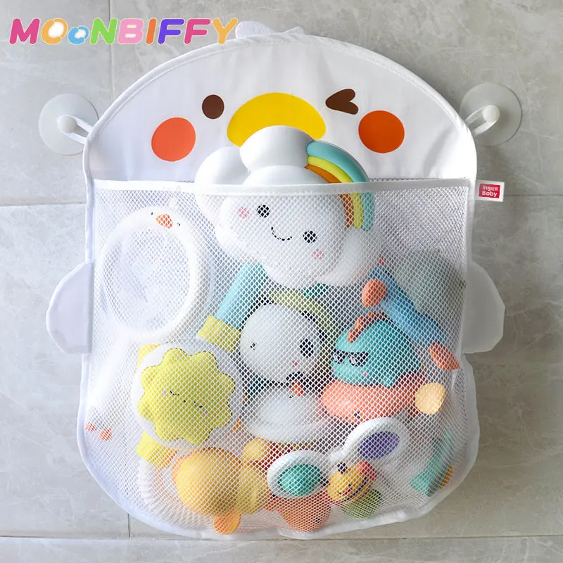 

Baby Bath Toys Cute Duck Mesh Net Toy Storage Bag Strong With Suction Cups Bath Game Bag Bathroom Organizer Water Toys For Kids