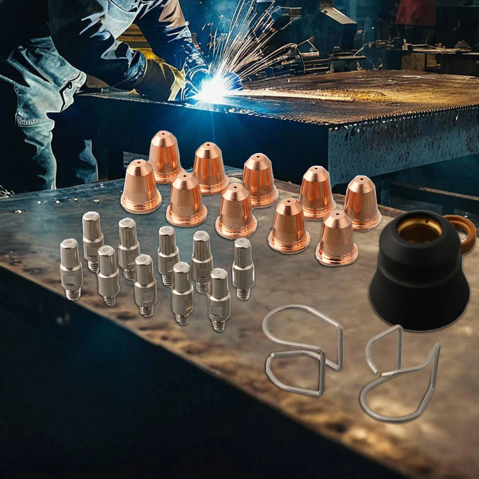 

Kit Plasma Cutting Electrode PR-110 WSP-08001 Guard PC0116 WSP-08014 Spring Guides CV0010 WSP-08050 For Chicago Electric 95136