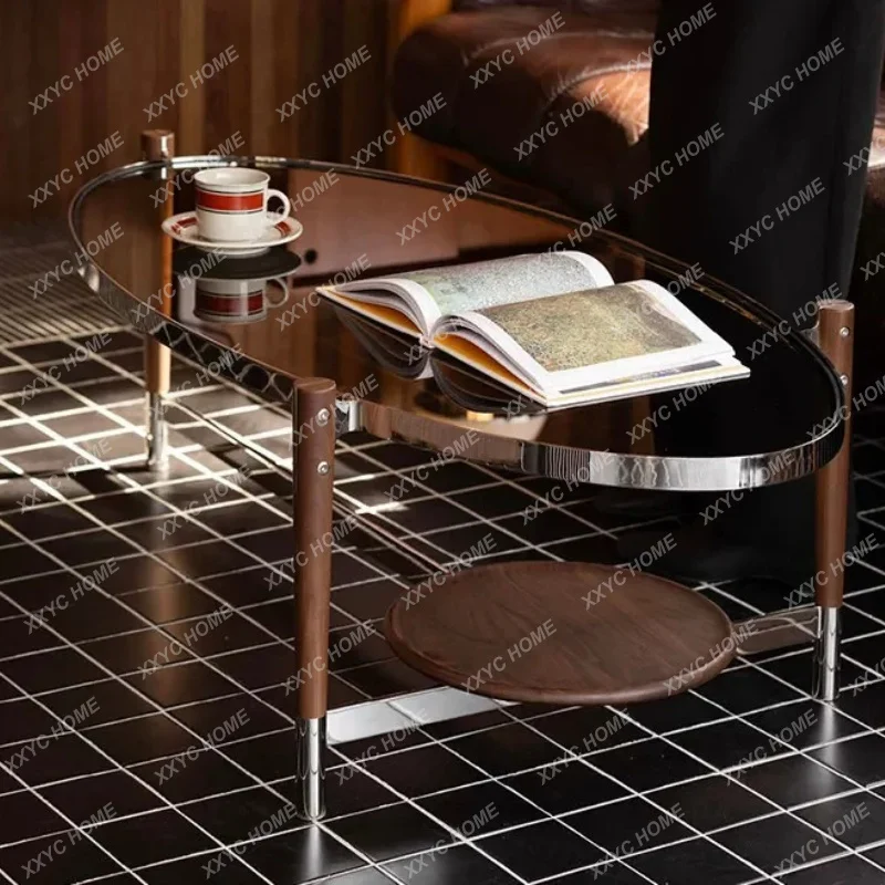 XX Bauhaus solid wood glass oval coffee table living room home 2026 new model