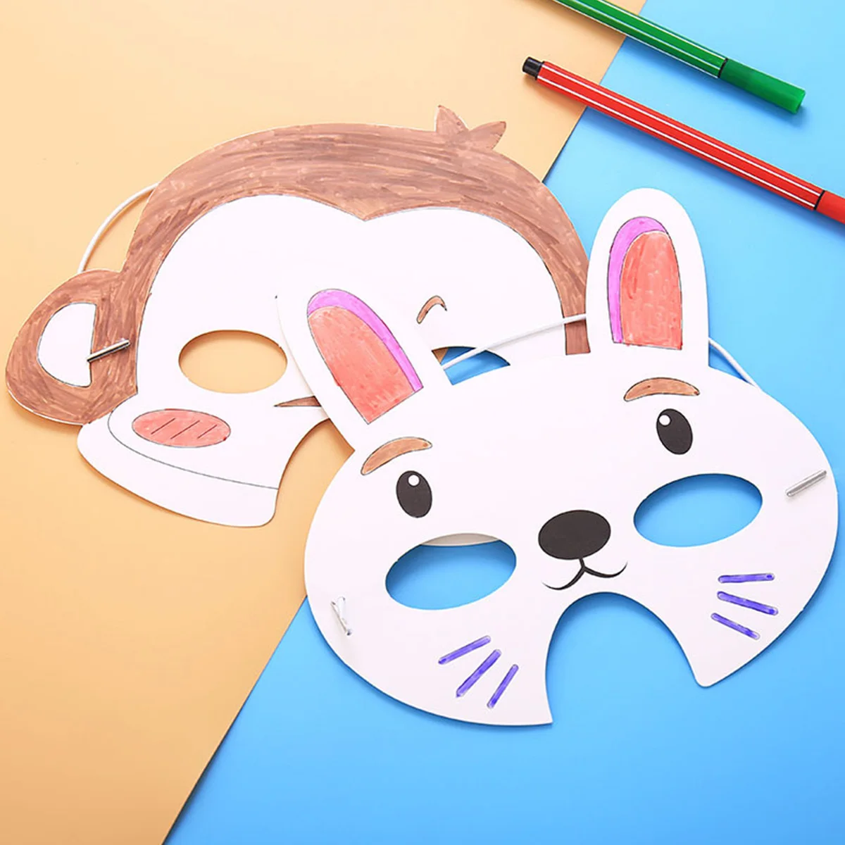 

15 Pcs Hand Painted Mask Blank Face Prom Paper Coloring Kid White Animals for Craft Child