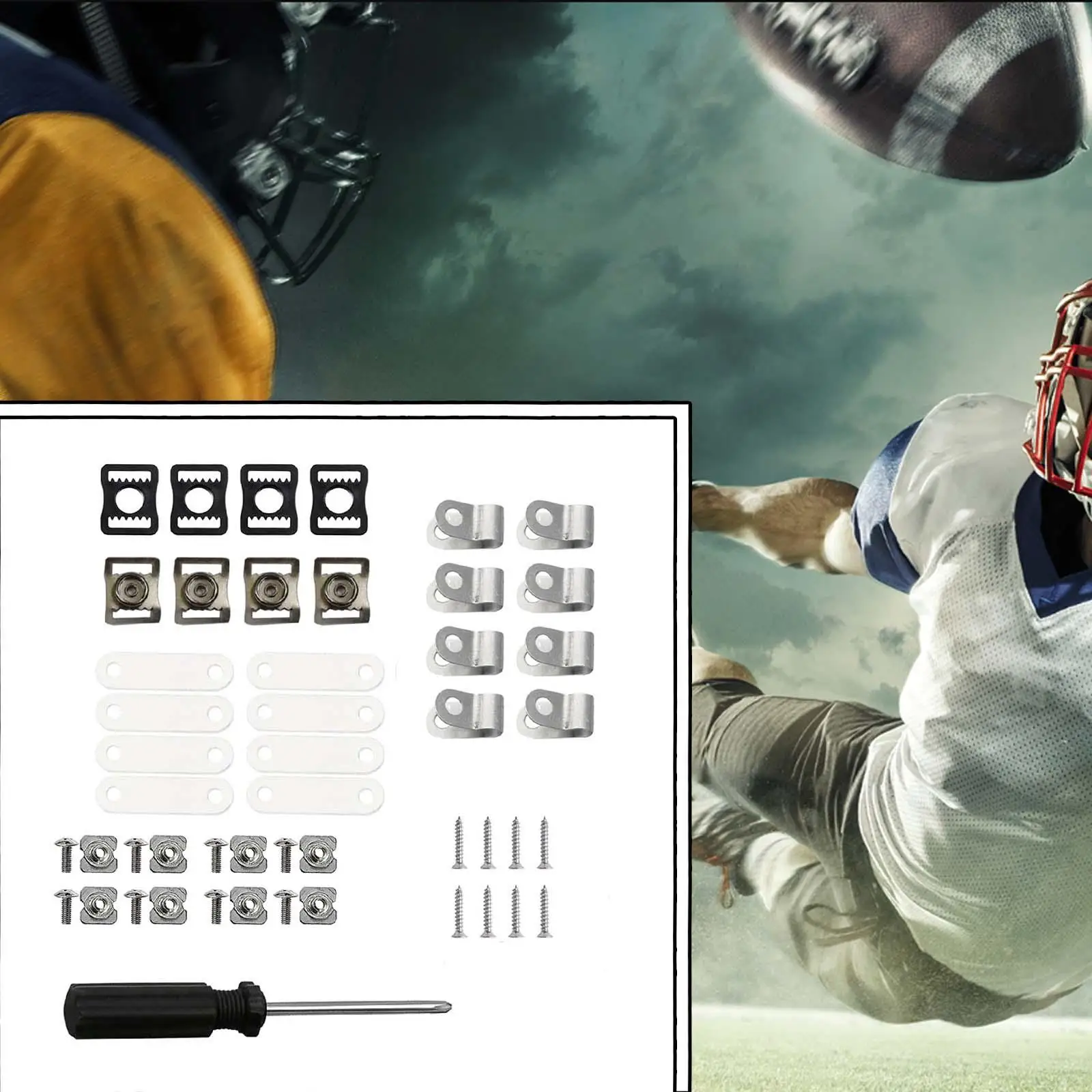 

49Pcs Football Helmet Repair Kit, Repair Rubber Gaskets Tool Screw Nuts