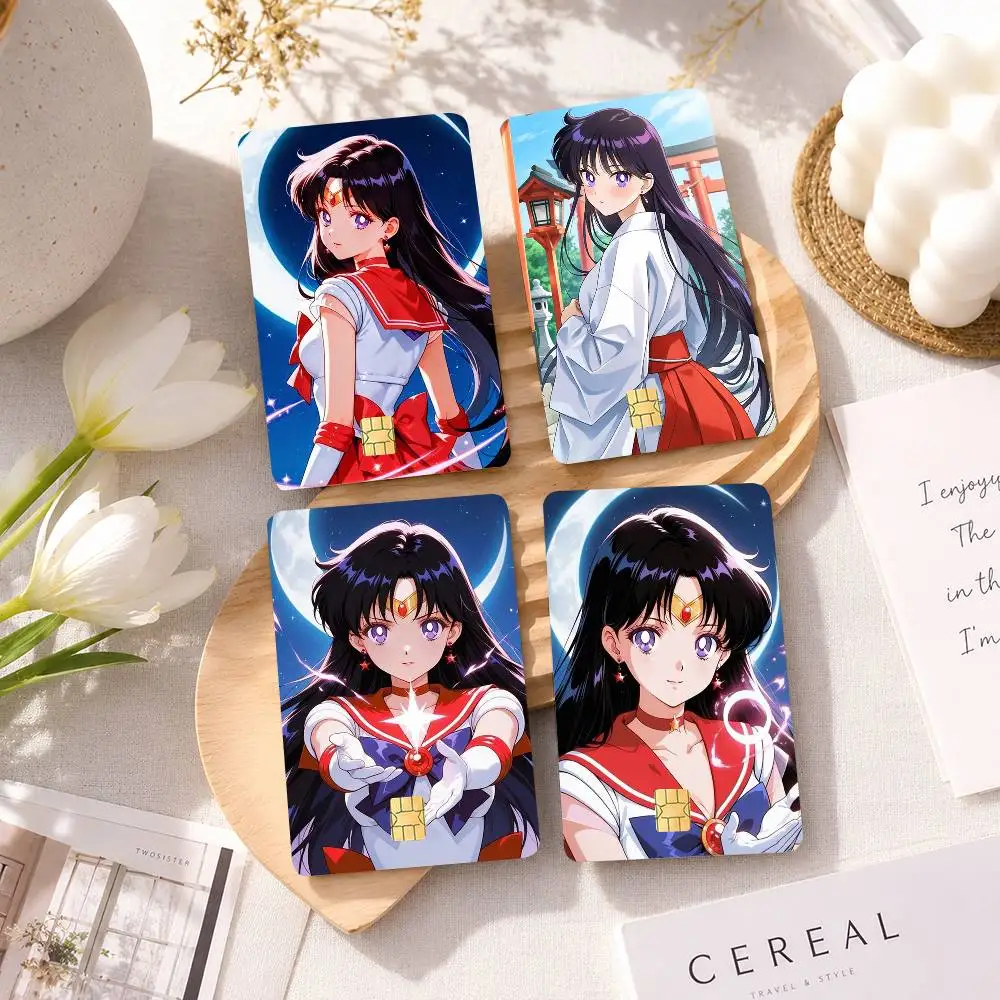 Sailor Moon H-Hino Rei 4 Stück 1 Set Karten-Aufkleber, kleiner wasserdichter Chip, 4 Stück Karten-Aufkleber, kratzfest