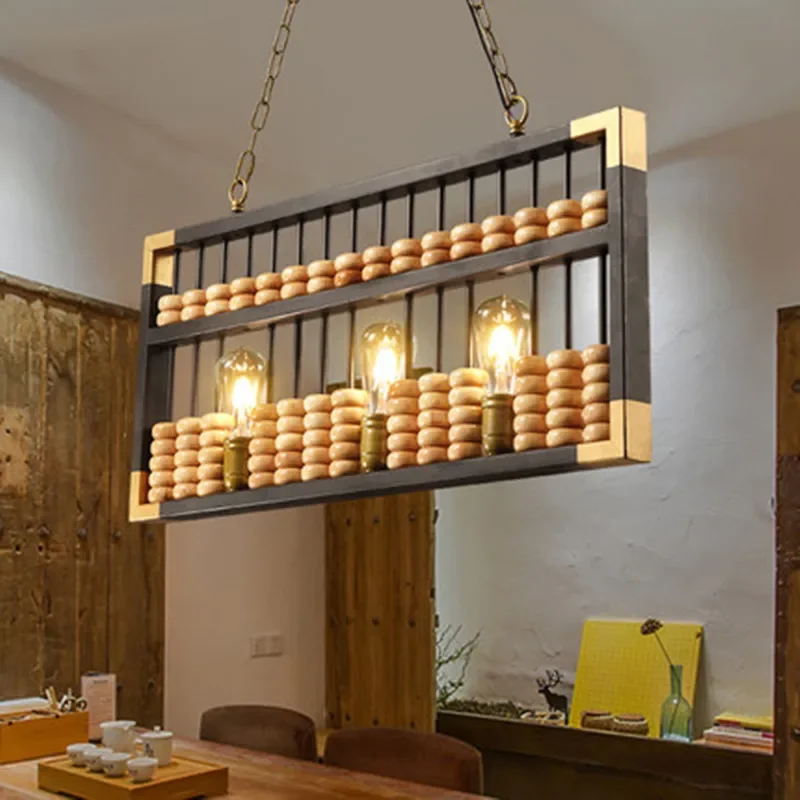 Retro Industrial Style Nostalgic Bar Bar Creative Front Desk Decoration Cashier Desk Ruyi Abacus Chandelier