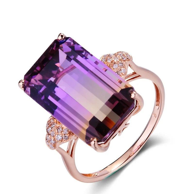 Cluster Micro-Set Tourmaline Ring in 18K Rose Gold Plating  Gemstone Jewelry Fashionable Accessory for Women