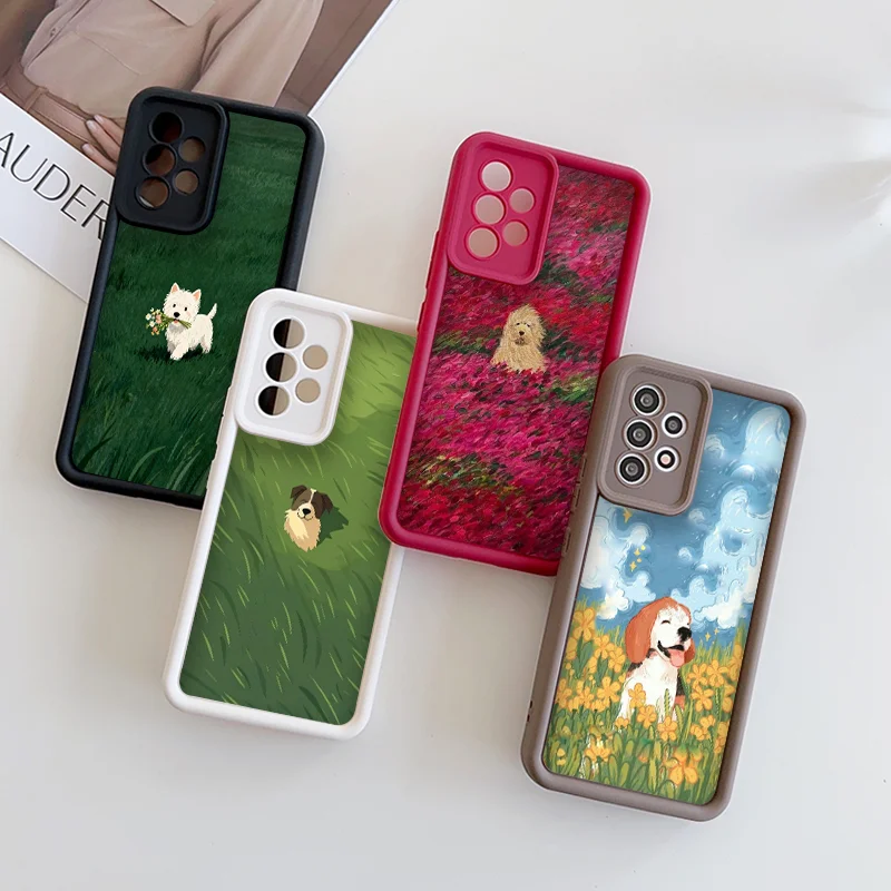 Funda de teléfono con dibujos de perros y flores divertidas para OPPO Reno 13 F 12 11 10 Pro Plus A98 A58 Find X3 X5 X8 Lite, funda suave a prueba de golpes