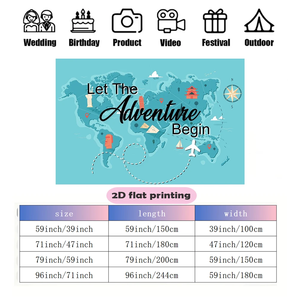 لافتة تبدأ المغامرة، معالم خريطة العالم، طريق منقط، موضوع مغامرة متعدد الأغراض، ديكور حلم السفر في الأماكن المغلقة #2