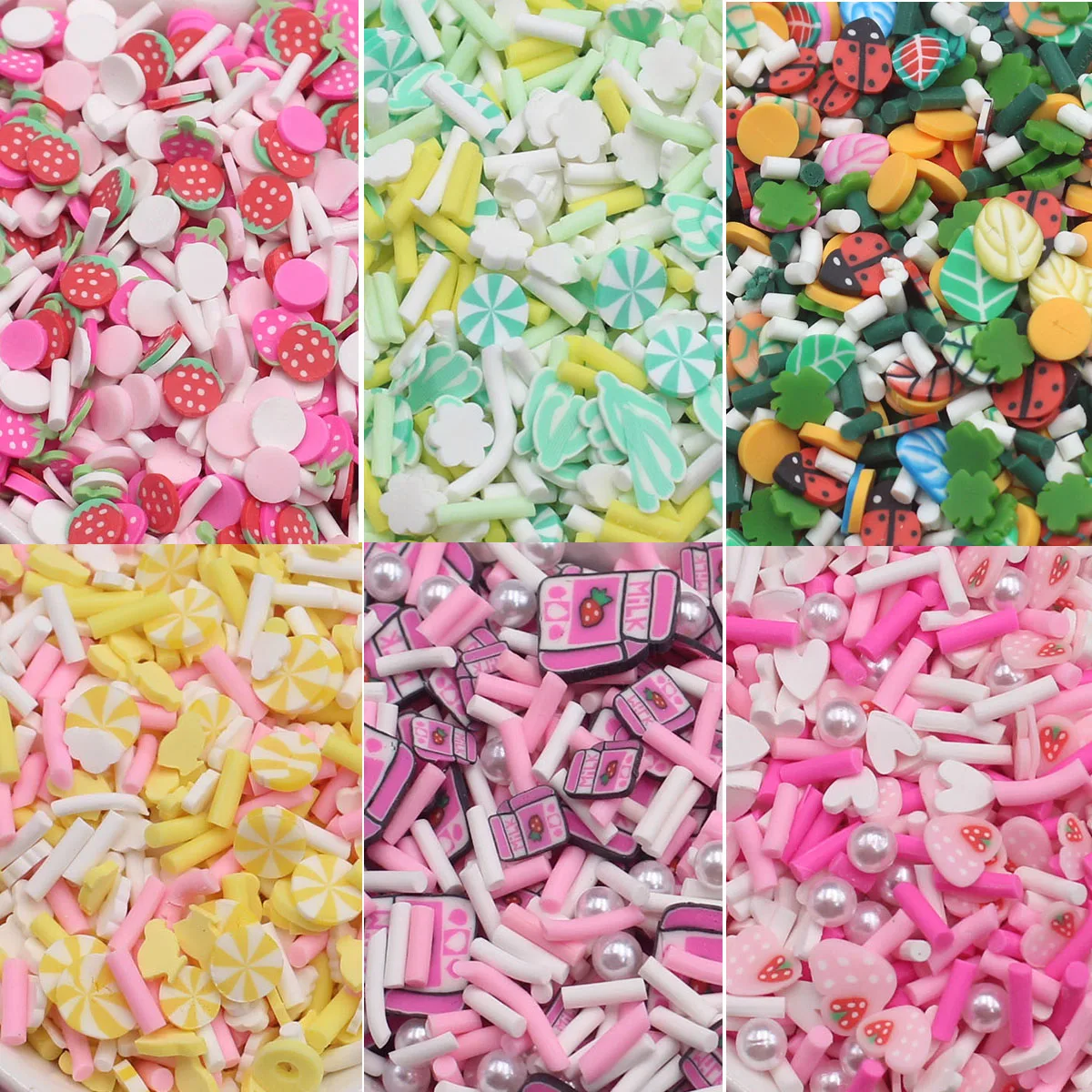 100g/Lot  Flower Strawberry Candies Mixed Clay Slices Sprinkles for Diy Crafts Shaker Tumbler Accessories