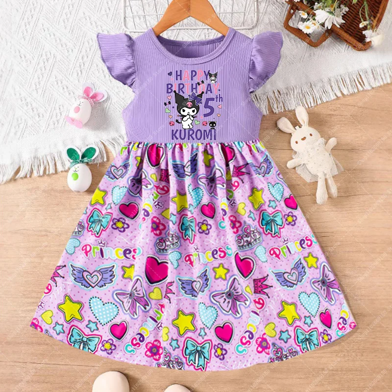 

Kuromi Girl Casual Cute Dress Summer Clothing Kids Birthday Party Dresses Children Cartoon Fashion Frock Anime Clothes Gift 2025