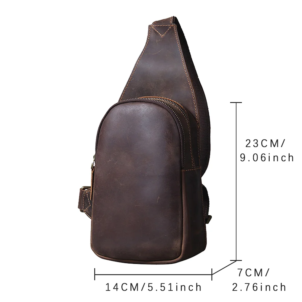 S.WORKER Brusttasche aus Vollnarbenleder für Herren, Umhängetasche aus echtem Leder für Herren, Vintage Retro Freizeittasche – Detail 3